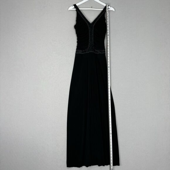 Vintage Laundry By Shelli Segal Womens Dress 0 Black Beaded Jersey Knit Maxi Y2K - Picture 6 of 15